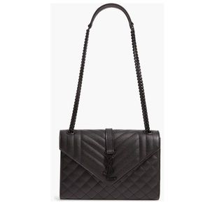 Saint Laurent Quilting Medium Monogram Quilted Leather Shoulder Bag Black Noir